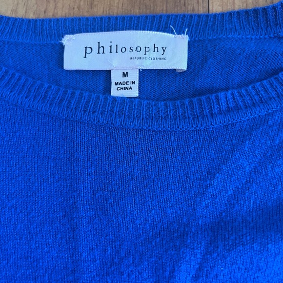 Philosophy Blue Lightweight Knit Sweater High-Low Hem Women's Size Medium A8 - Picture 3 of 7